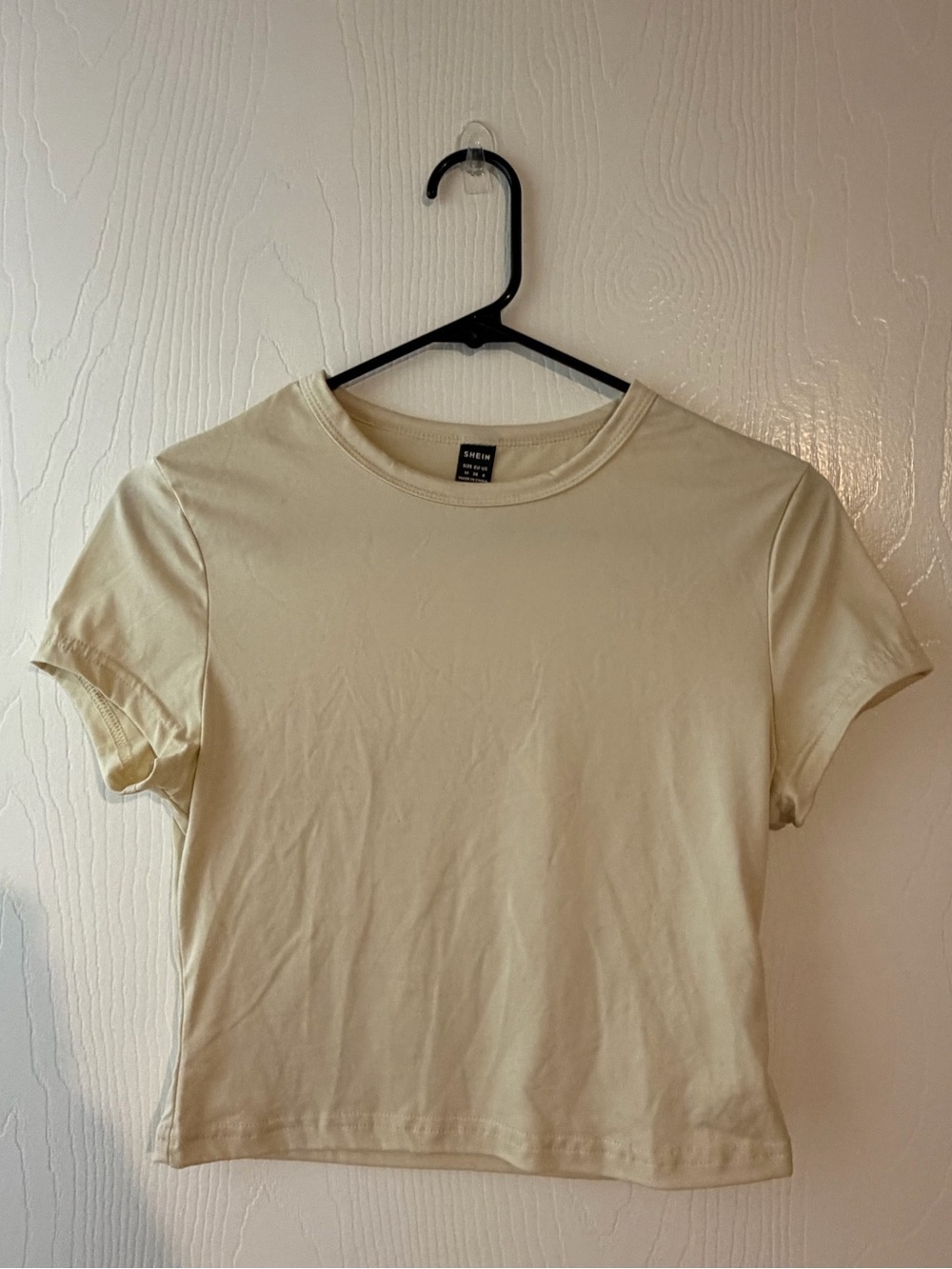SHEIN Pale Cream Cropped Crewneck Tee